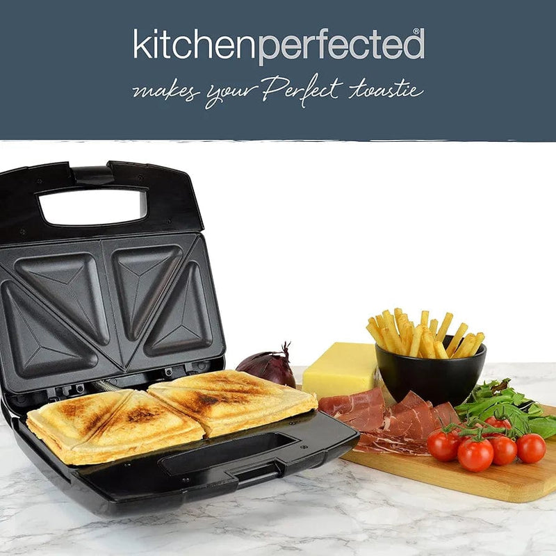 Kitchen Perfected Electric Sandwich Toaster 2 Slice Sandwich & Omelette Maker - Non-Stick - Portable - E2615BK - Black Steel