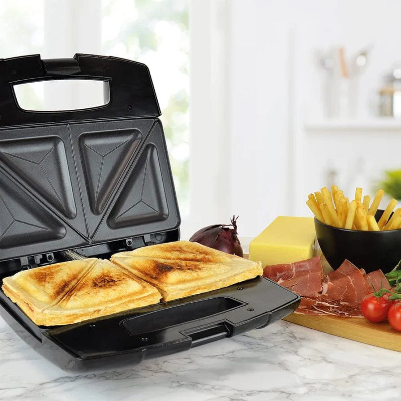 Kitchen Perfected Electric Sandwich Toaster 2 Slice Sandwich & Omelette Maker - Non-Stick - Portable - E2615BK - Black Steel