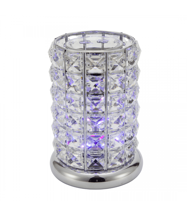 BOX DAMAGED -Aroma Lamp Oil Burner Wax Melt Silver Clear Crystal - Multi LED Colour Changing