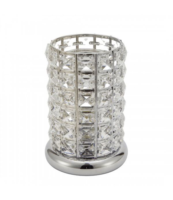 BOX DAMAGED -Aroma Lamp Oil Burner Wax Melt Silver Clear Crystal - Multi LED Colour Changing