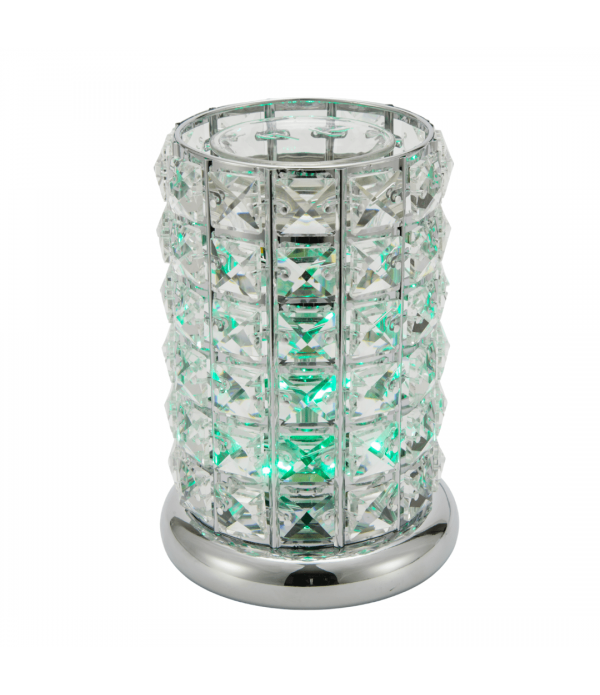 Aroma Lamp Oil Burner Wax Melt Silver Clear Crystal - Multi LED Colour Changing