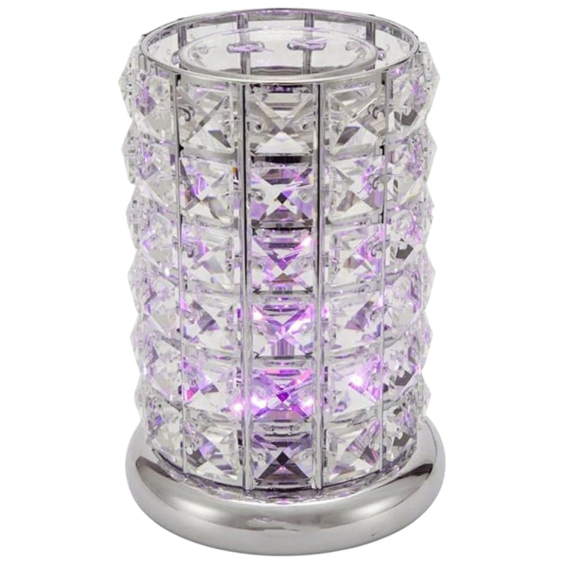 Aroma Lamp Oil Burner Wax Melt Silver Clear Crystal - Multi LED Colour Changing