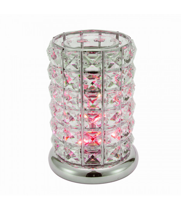 Aroma Lamp Oil Burner Wax Melt Silver Clear Crystal - Multi LED Colour Changing