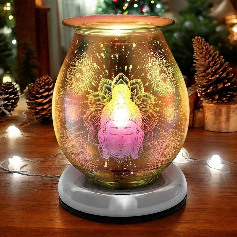 Lesser & Pavey Aroma Touch Lamp Electric Oil Burner and Wax Tart Melter Aroma Lamp | Glass Touch Control Light | 3D Buddha Design