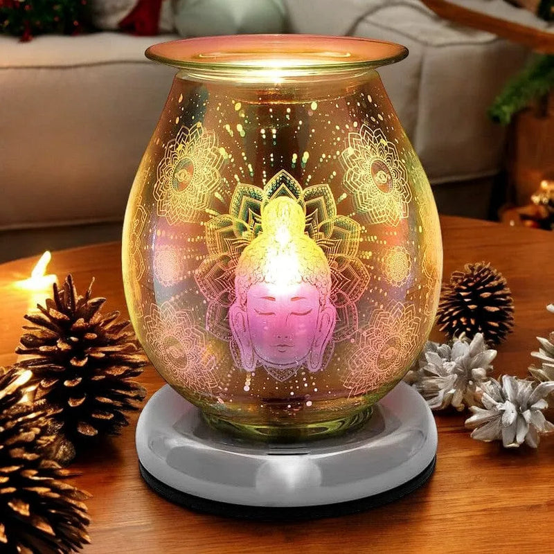 Lesser & Pavey Aroma Touch Lamp Electric Oil Burner and Wax Tart Melter Aroma Lamp | Glass Touch Control Light | 3D Buddha Design