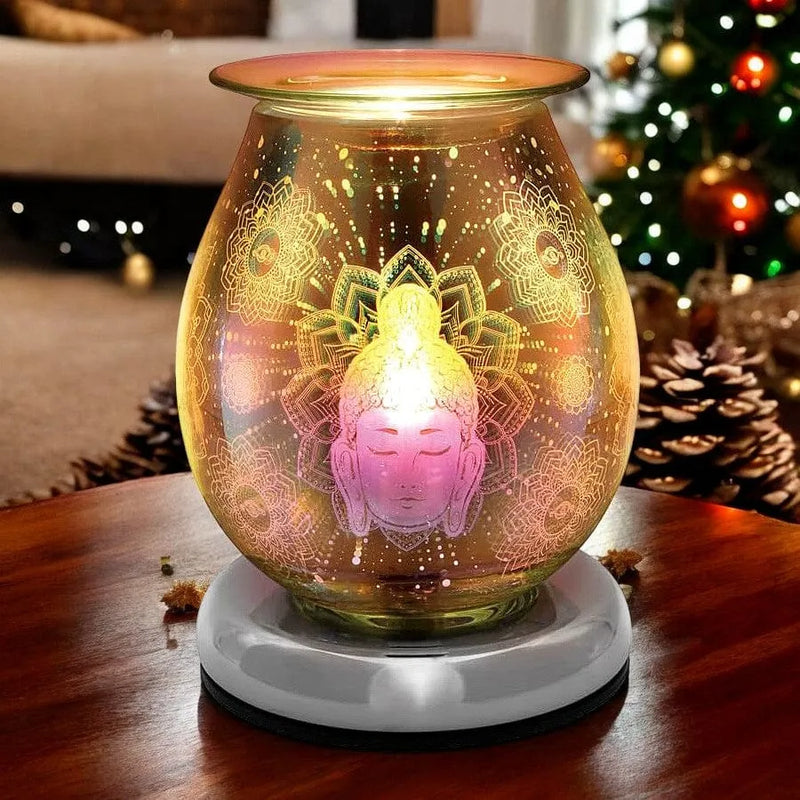 Lesser & Pavey Aroma Touch Lamp Electric Oil Burner and Wax Tart Melter Aroma Lamp | Glass Touch Control Light | 3D Buddha Design