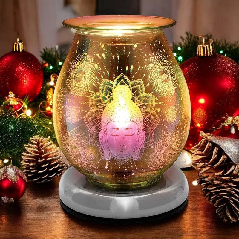 Lesser & Pavey Aroma Touch Lamp Electric Oil Burner and Wax Tart Melter Aroma Lamp | Glass Touch Control Light | 3D Buddha Design