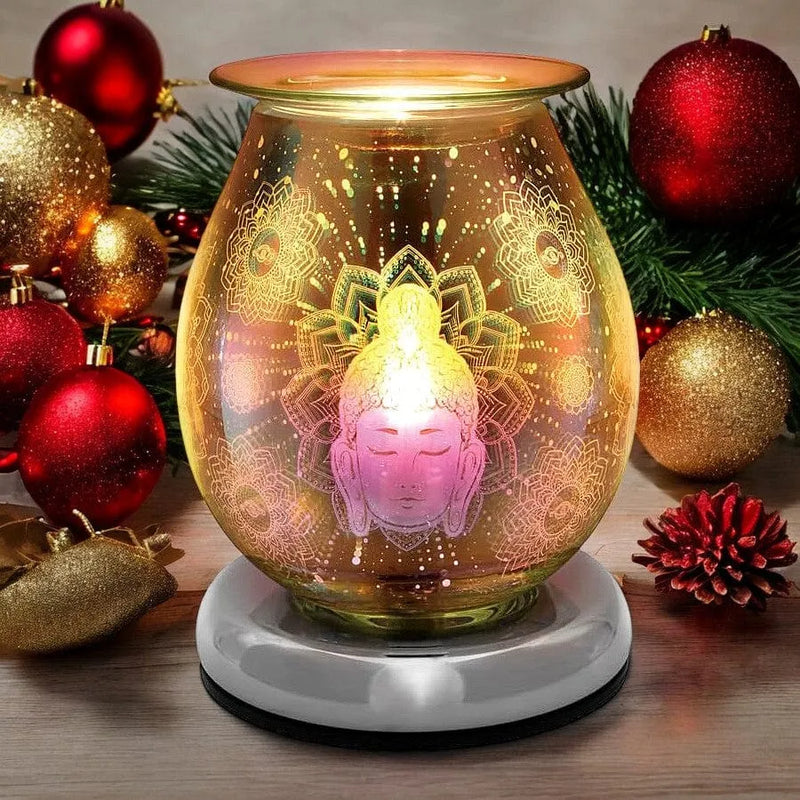 Lesser & Pavey Aroma Touch Lamp Electric Oil Burner and Wax Tart Melter Aroma Lamp | Glass Touch Control Light | 3D Buddha Design