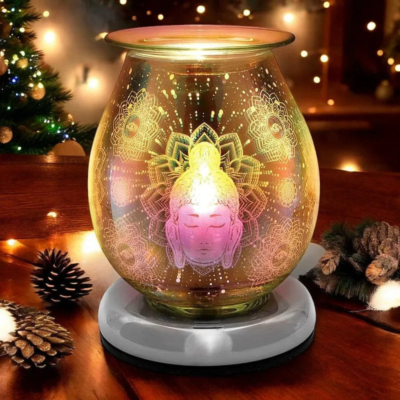 Lesser & Pavey Aroma Touch Lamp Electric Oil Burner and Wax Tart Melter Aroma Lamp | Glass Touch Control Light | 3D Buddha Design