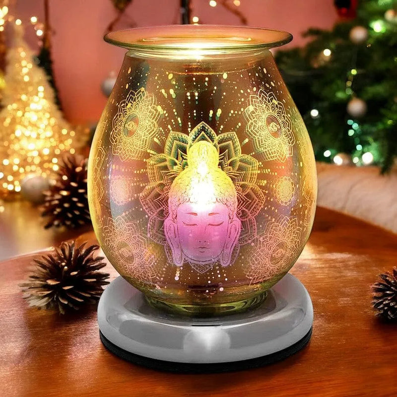 Lesser & Pavey Aroma Touch Lamp Electric Oil Burner and Wax Tart Melter Aroma Lamp | Glass Touch Control Light | 3D Buddha Design