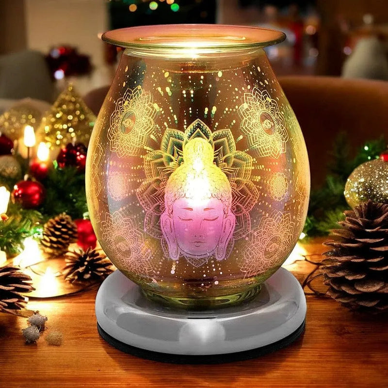 Lesser & Pavey Aroma Touch Lamp Electric Oil Burner and Wax Tart Melter Aroma Lamp | Glass Touch Control Light | 3D Buddha Design