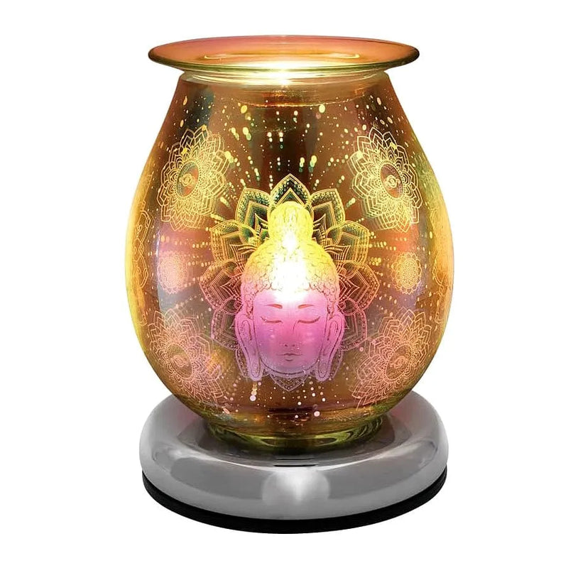 Lesser & Pavey Aroma Touch Lamp Electric Oil Burner and Wax Tart Melter Aroma Lamp | Glass Touch Control Light | 3D Buddha Design