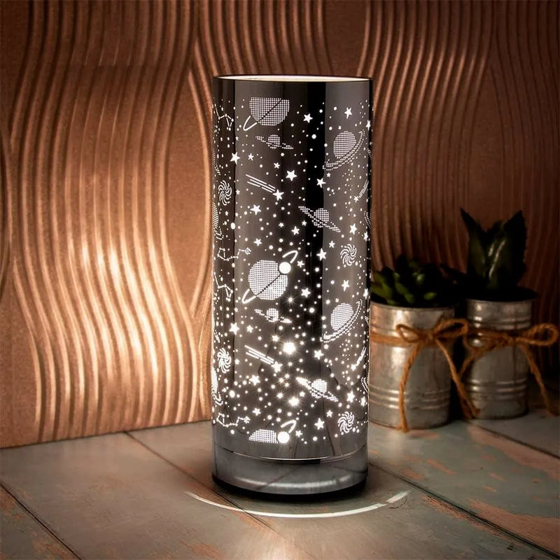 Lesser & Pavey Aroma Touch Lamp Silver Aroma Touch Control Lamp Essential Oil Burner and Wax Tart Warmer Melter | Space Galaxy Design