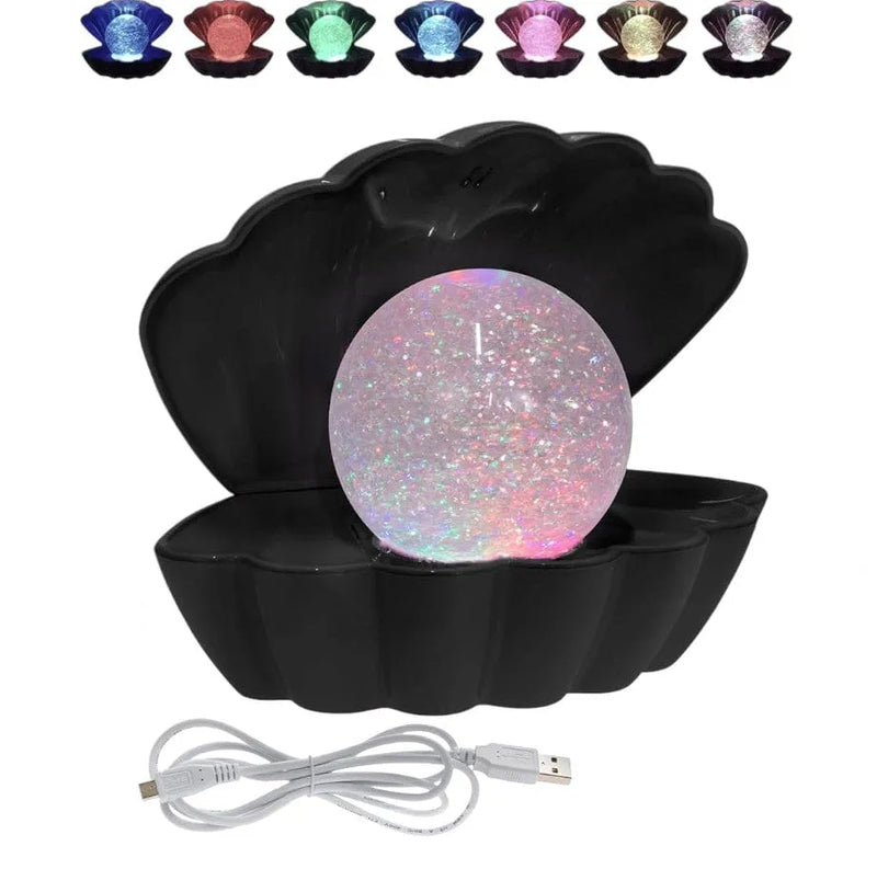 Lesser & Pavey Glitter Pearl Lamp Black Sea Shell Colour Changing LED Glitter Ball Pearl Lamp