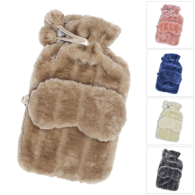 Lesser & Pavey Hot Water Bottle with Cover Hot Water Bottle with Soft Fleece Cover & Sleep Eye Mask Gift Set | Choice of Colour