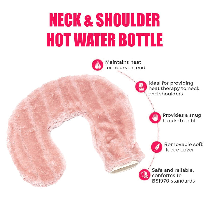 Lesser & Pavey Hot Water Bottle with Cover Neck & Shoulder Hot Water Bottle with Soft Fleece Cover | Choice of Colour