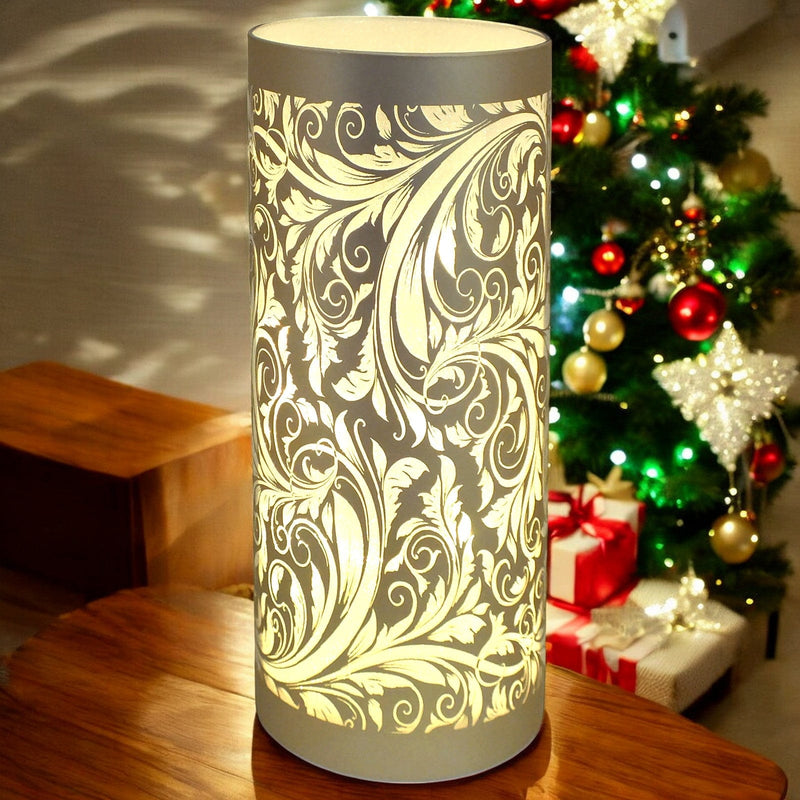 Lesser & Pavey LED Table Lamp LED Christmas Lights Battery Powered Cordless Glass Table Lamps | Sparkling Leaves Design