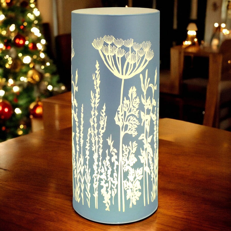 Lesser & Pavey LED Table Lamp LED Glass Table Lamps Battery Operated Cordless Lights | Illuminated Flower Design in Blue, Green or Pink