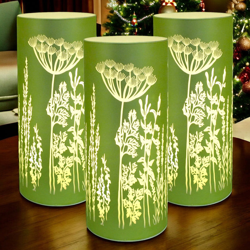 Lesser & Pavey LED Table Lamp LED Glass Table Lamps Battery Operated Cordless Lights | Illuminated Flower Design in Blue, Green or Pink