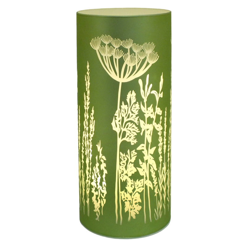 Lesser & Pavey LED Table Lamp LED Glass Table Lamps Battery Operated Cordless Lights | Illuminated Flower Design in Blue, Green or Pink