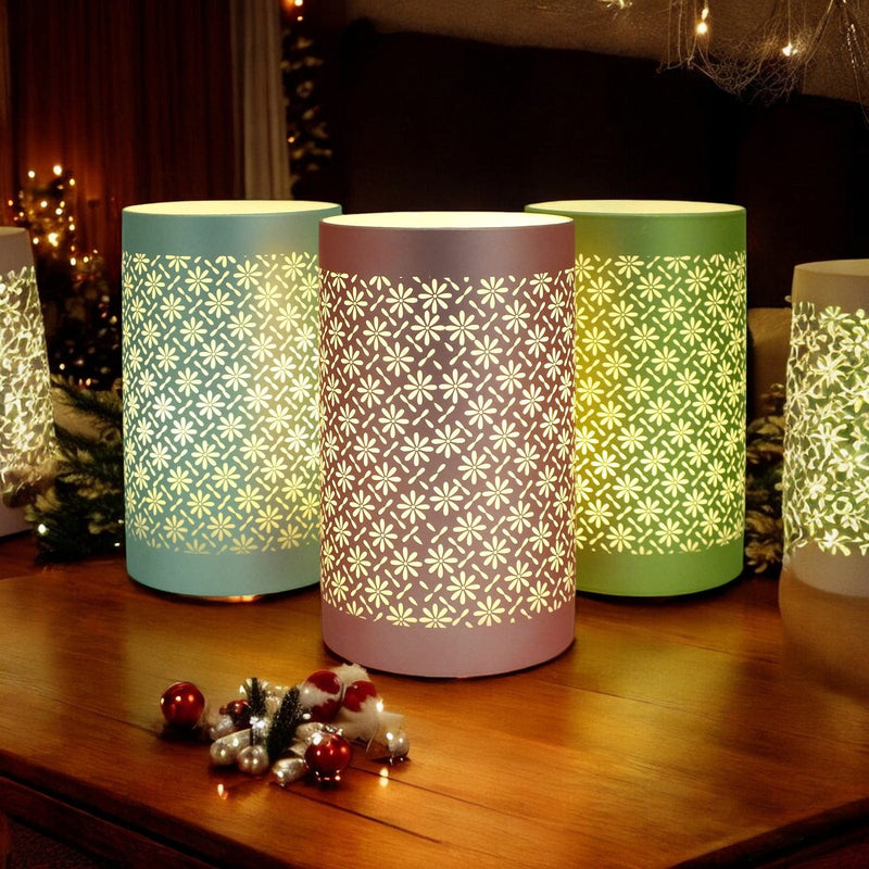 Lesser & Pavey LED Table Lamp LED Table Lamps Battery Operated Cordless Desk Lights | Blue Green or Pink Flower Petal Design