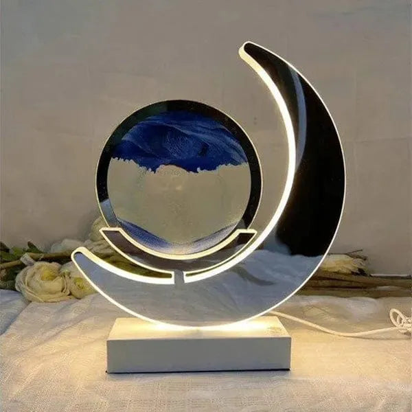 Lesser & Pavey Quicksand Lamp Quicksand LED Moon Lamp Table Light Mirrored 3D Motion Moving Sand Art Picture