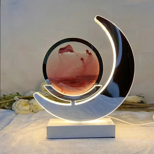 Lesser & Pavey Quicksand Lamp Quicksand LED Moon Lamp Table Light Mirrored 3D Motion Moving Sand Art Picture