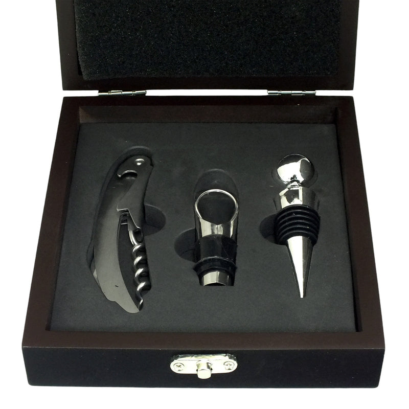 Lesser & Pavey Wine Gift Set 3 Piece Wine Connoisseurs Gift Set Corkscrew Bottle Stopper and Pourer