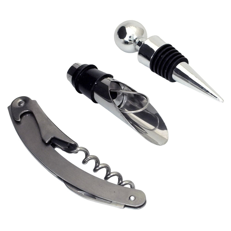 Lesser & Pavey Wine Gift Set 3 Piece Wine Connoisseurs Gift Set Corkscrew Bottle Stopper and Pourer