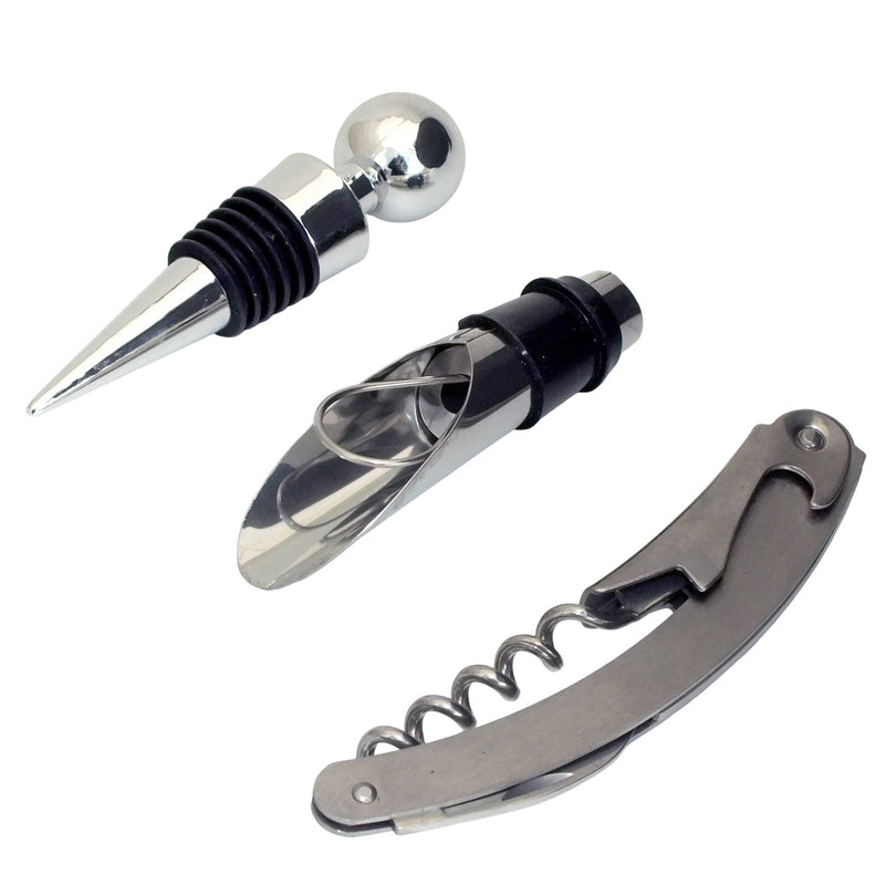 Lesser & Pavey Wine Gift Set 3 Piece Wine Connoisseurs Gift Set Corkscrew Bottle Stopper and Pourer