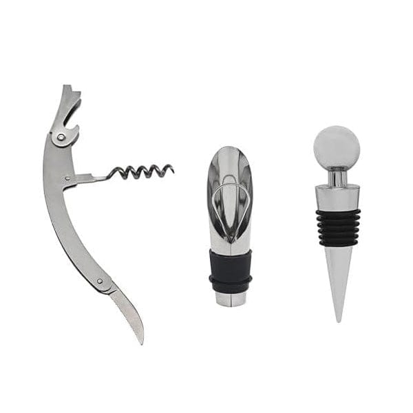 Lesser & Pavey Wine Gift Set 3 Piece Wine Connoisseurs Gift Set Corkscrew Bottle Stopper and Pourer