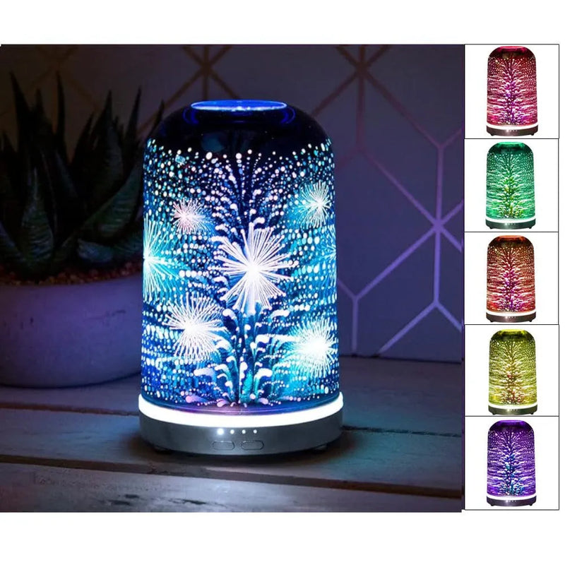 Aroma Humidifier Diffuser Fireworks Burst 3D Multi Colour Led - Essential Oils