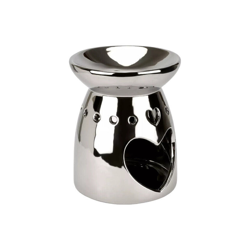 Tea Light Wax Melt Warmer Oil Burner - 2 PACK - Silver Heart