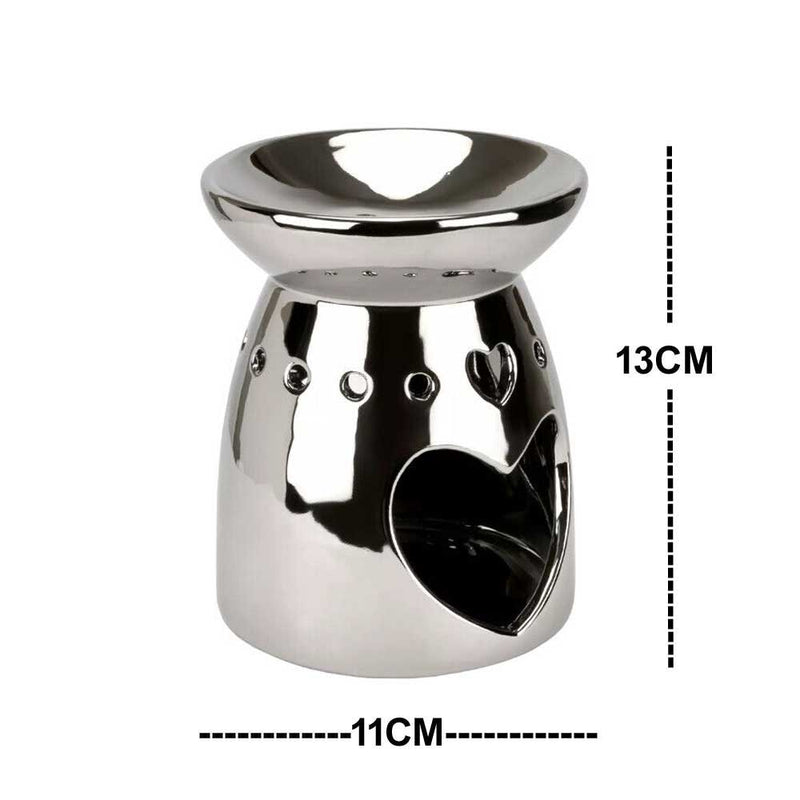 Tea Light Wax Melt Warmer Oil Burner - 2 PACK - Silver Heart