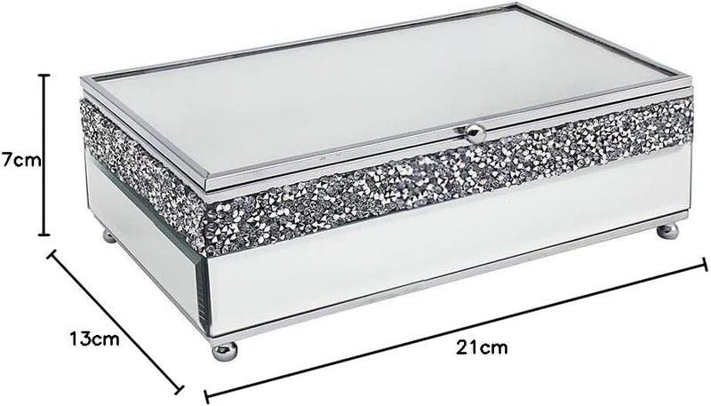 Mirror Crystal Jewellery Box – Crushed Crystal Diamante Glass