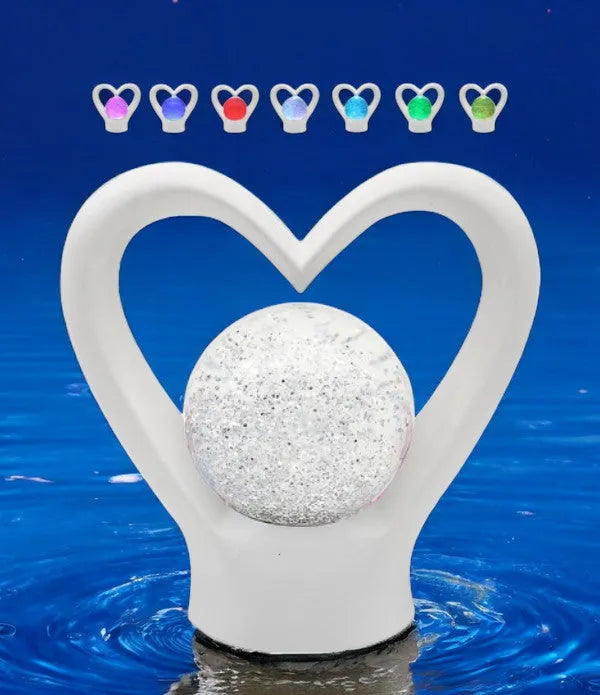 White Heart Lamp Glitter Ball Pearl Colour Changing LED Mood USB