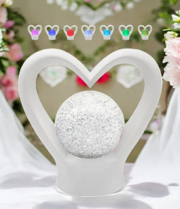 White Heart Lamp Glitter Ball Pearl Colour Changing LED Mood USB