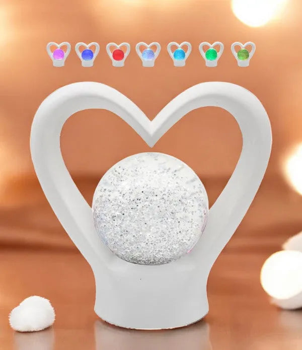 White Heart Lamp Glitter Ball Pearl Colour Changing LED Mood USB