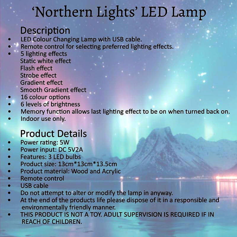 Northern Lights LED Projection Lamp | 16 Colour RGB Cube | Sensory Night Light with Remote Control