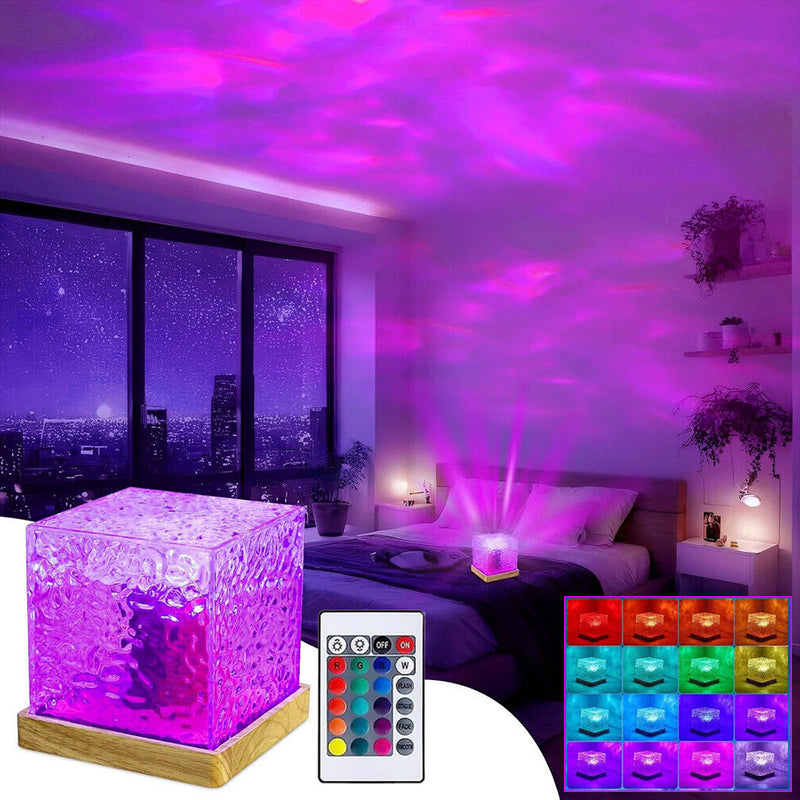 Northern Lights LED Projection Lamp | 16 Colour RGB Cube | Sensory Night Light with Remote Control