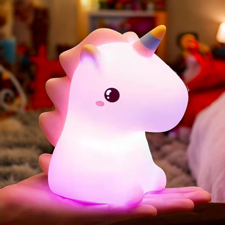 Squishy Unicorn Night Light Childrens Soft 7 Colour Changing LED Bedside Lamp