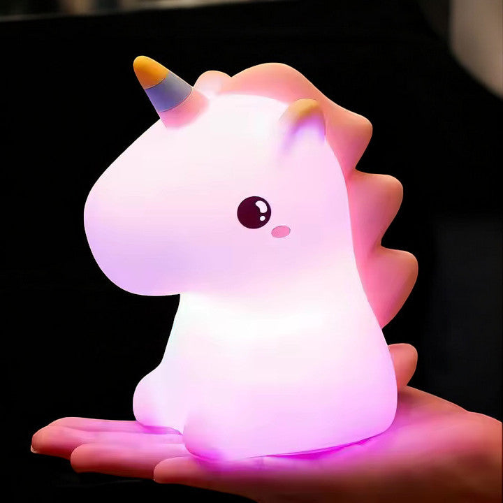 Squishy Unicorn Night Light Childrens Soft 7 Colour Changing LED Bedside Lamp