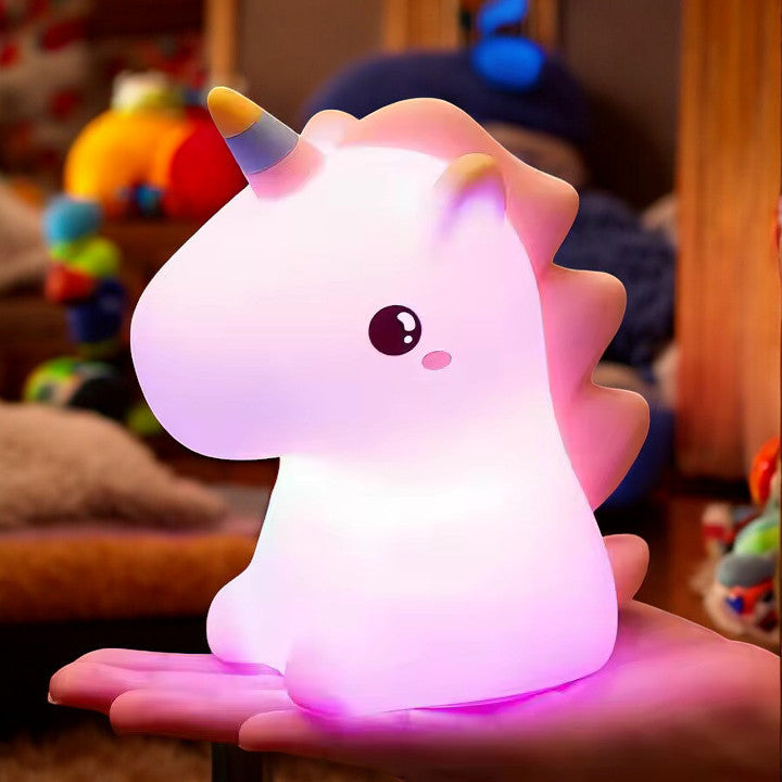 Squishy Unicorn Night Light Childrens Soft 7 Colour Changing LED Bedside Lamp