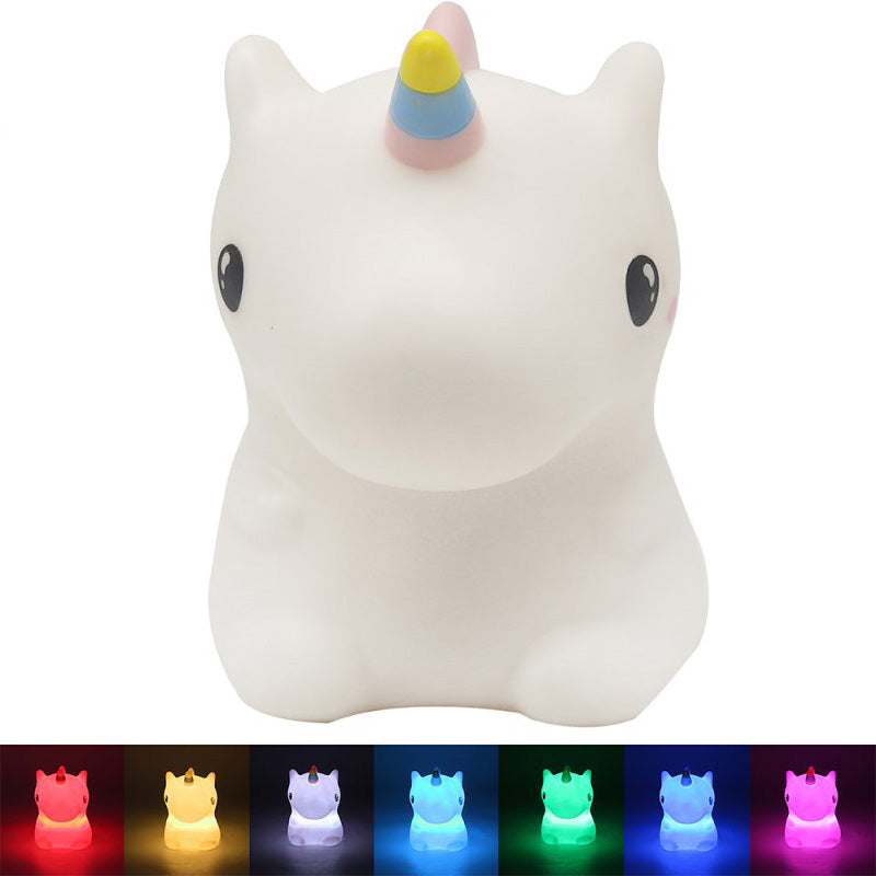 Squishy Unicorn Night Light Childrens Soft 7 Colour Changing LED Bedside Lamp