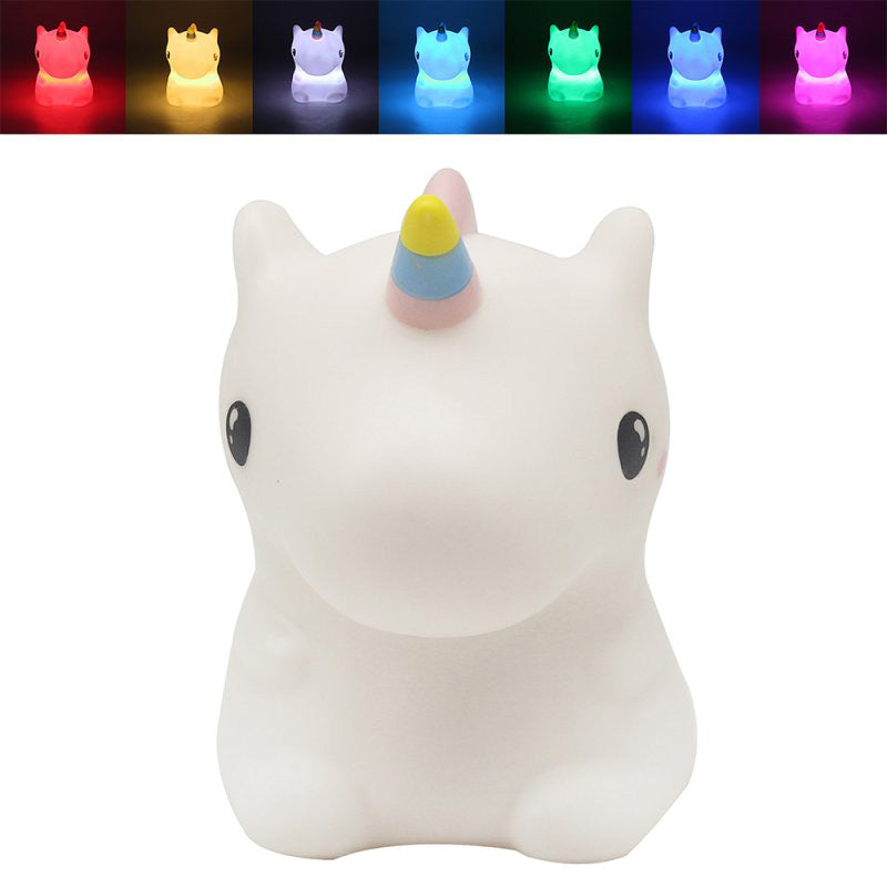 Squishy Unicorn Night Light Childrens Soft 7 Colour Changing LED Bedside Lamp