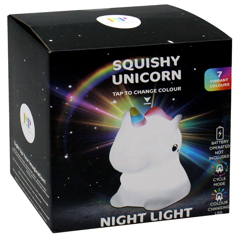 Squishy Unicorn Night Light Childrens Soft 7 Colour Changing LED Bedside Lamp