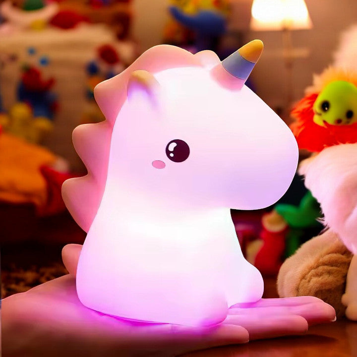 Squishy Unicorn Night Light Childrens Soft 7 Colour Changing LED Bedside Lamp