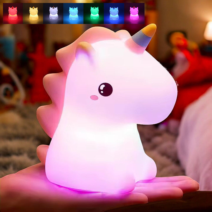 Squishy Unicorn Night Light Childrens Soft 7 Colour Changing LED Bedside Lamp