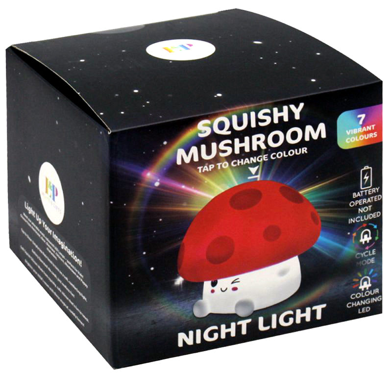 Squishy Mushroom Night Light Childrens Soft 7 Colour Changing LED Bedside Lamp