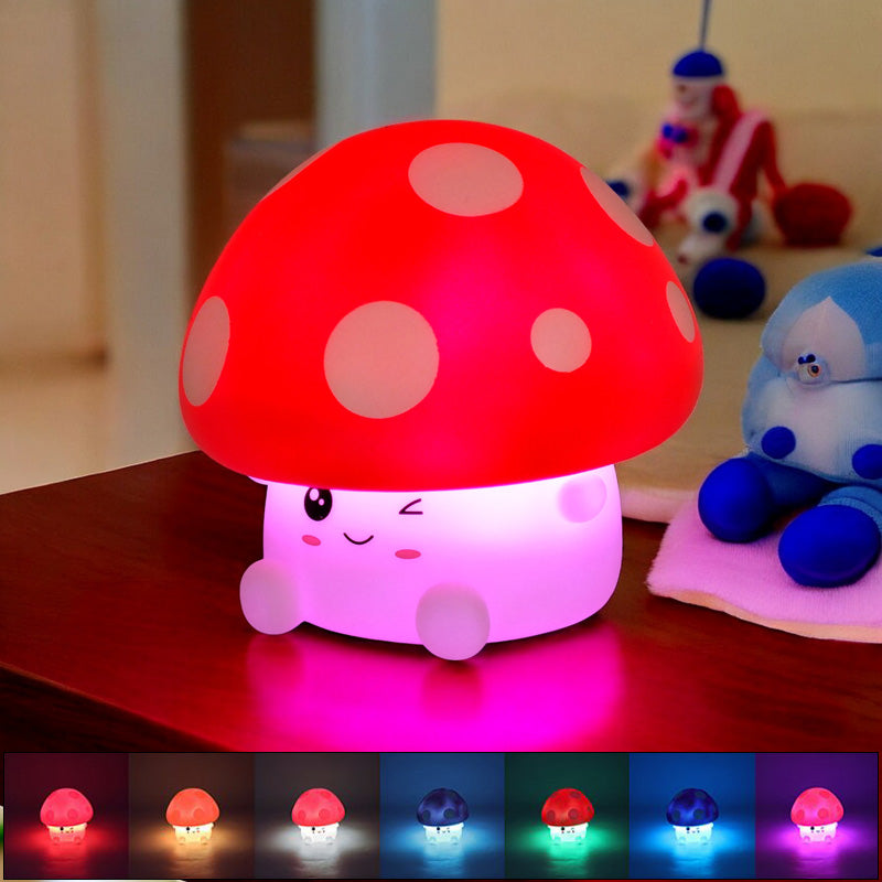 Squishy Mushroom Night Light Childrens Soft 7 Colour Changing LED Bedside Lamp